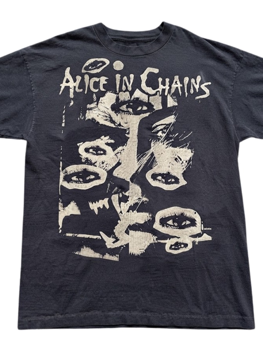 Gildan Black Alice In Chains Graphic Tee with Cream Print